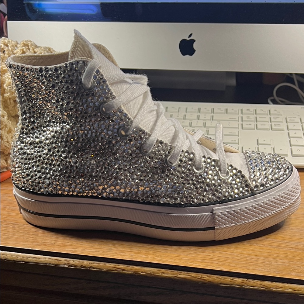 Converse Women's Silver Studded High-Top Sneakers - Picture 3 of 4